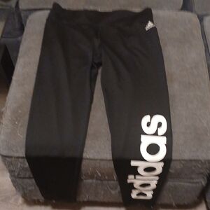 Adidas Women's Black Leggings with White Logo